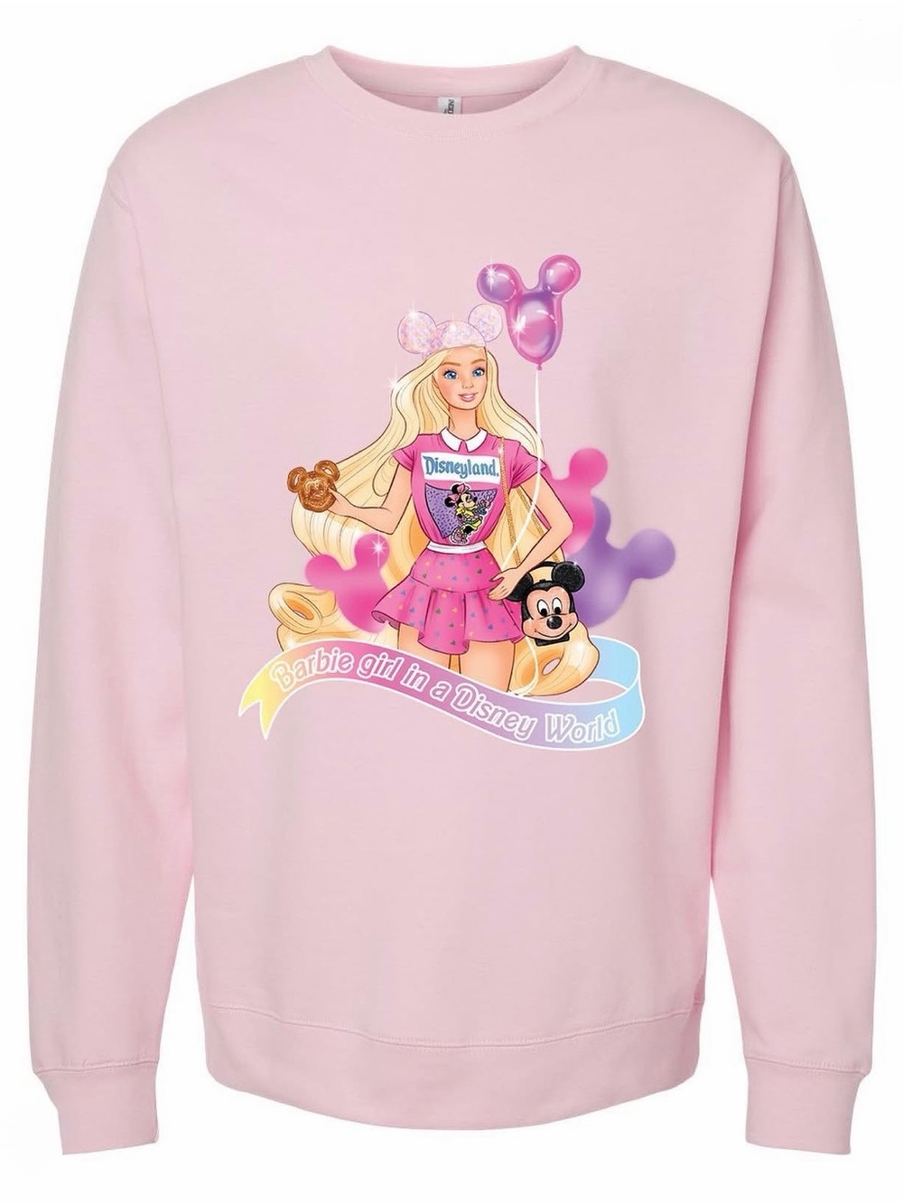 Diamond Dolls Pink Sweatshirt with Multicolor Barbie & Disney Graphic
